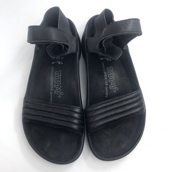 Birkenstock Tatami Black Soft Leather Unisex Sandals - Picture 2 of 13